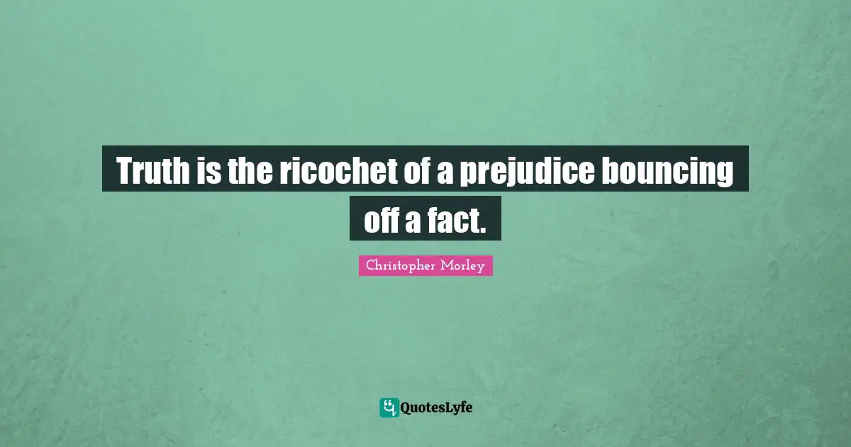 Truth is the ricochet of a prejudice bouncing off a fact.
