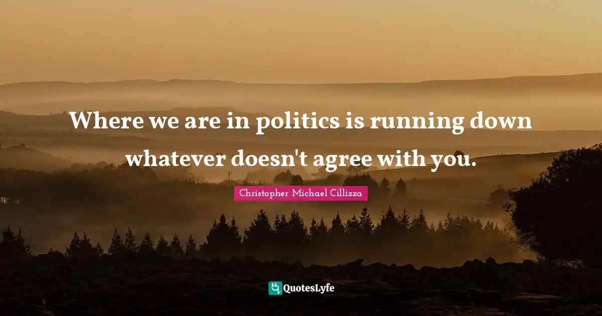 Where we are in politics is running down whatever doesn't agree with you.