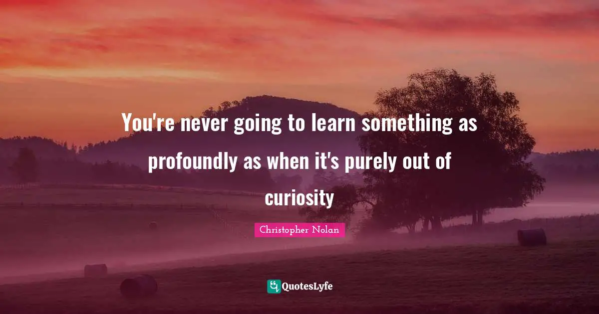 You're never going to learn something as profoundly as when it's purely out of curiosity