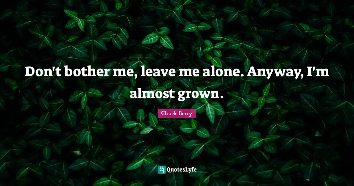 Don't bother me, leave me alone. Anyway, I'm almost grown.