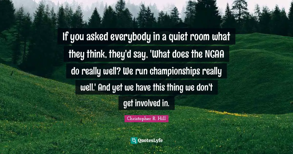 If you asked everybody in a quiet room what they think, they'd say, 'What does the NCAA do really well? We run championships really well.' And yet we have this thing we don't get involved in.