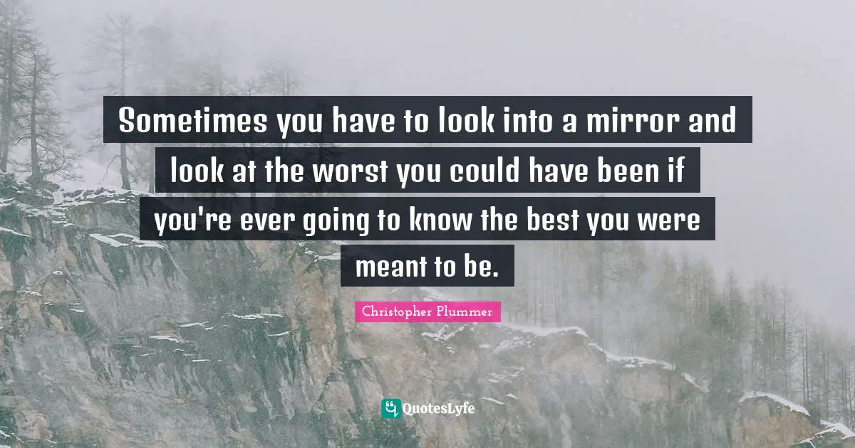 Could Have Been Quotes: "Sometimes you have to look into a mirror and look at the worst you could have been if you're ever going to know the best you were meant to be."