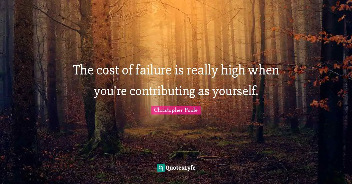 The cost of failure is really high when you're contributing as yourself.