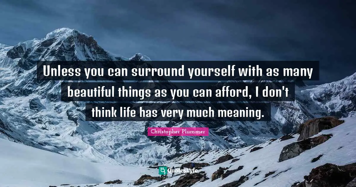 Beautiful Things Quotes: "Unless you can surround yourself with as many beautiful things as you can afford, I don't think life has very much meaning."