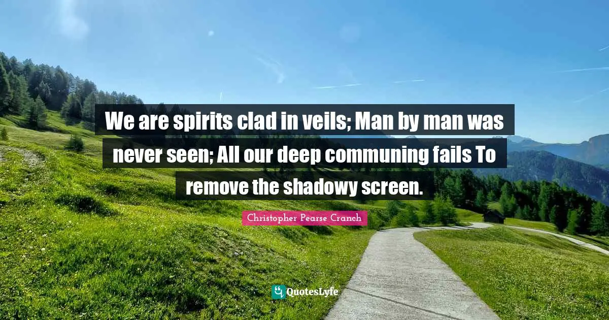 We are spirits clad in veils; Man by man was never seen; All our deep communing fails To remove the shadowy screen.