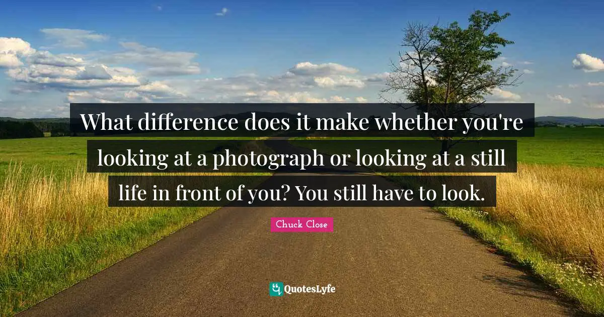 What difference does it make whether you're looking at a photograph or looking at a still life in front of you? You still have to look.