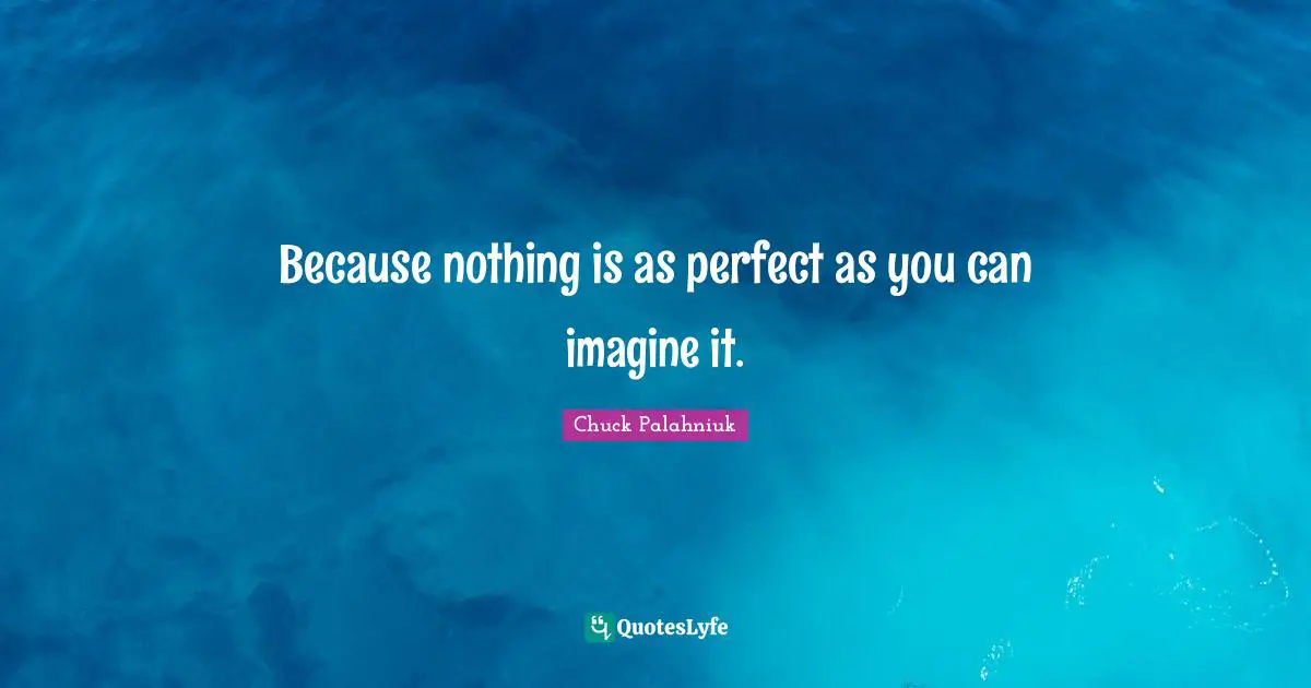 Because nothing is as perfect as you can imagine it.