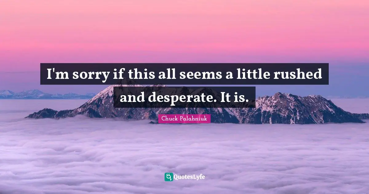 I'm sorry if this all seems a little rushed and desperate. It is.