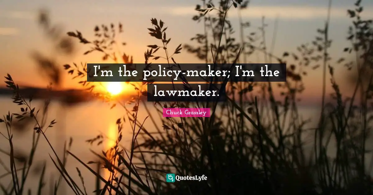I'm the policy-maker; I'm the lawmaker.