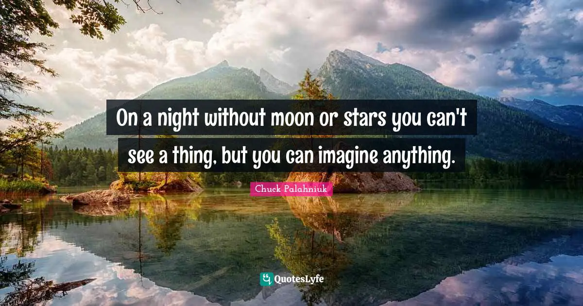 On a night without moon or stars you can't see a thing, but you can imagine anything.