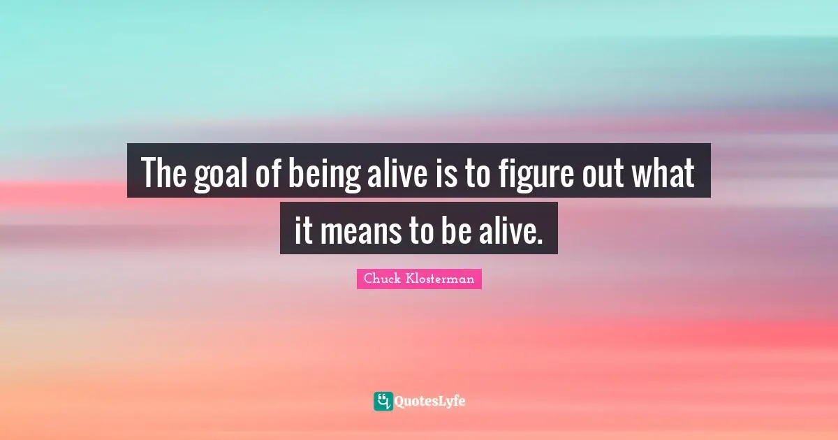 The goal of being alive is to figure out what it means to be alive.
