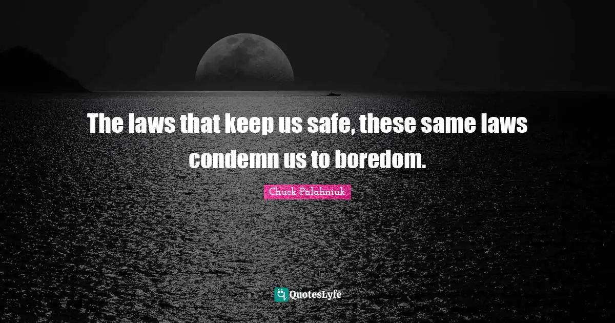 The laws that keep us safe, these same laws condemn us to boredom.