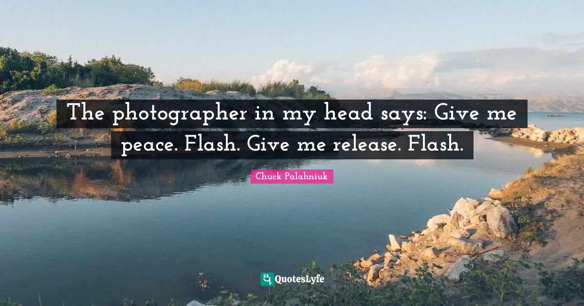 The photographer in my head says: Give me peace. Flash. Give me release. Flash.