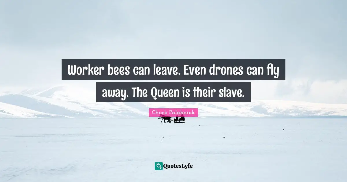 Worker bees can leave. Even drones can fly away. The Queen is their slave.