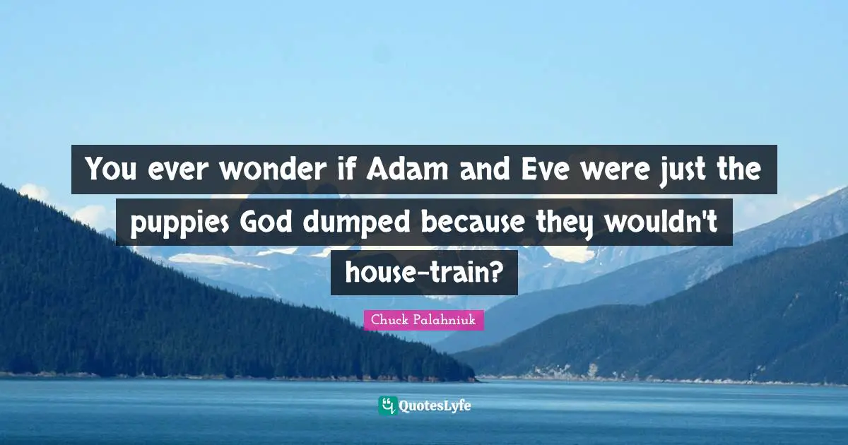 You ever wonder if Adam and Eve were just the puppies God dumped because they wouldn't house-train?