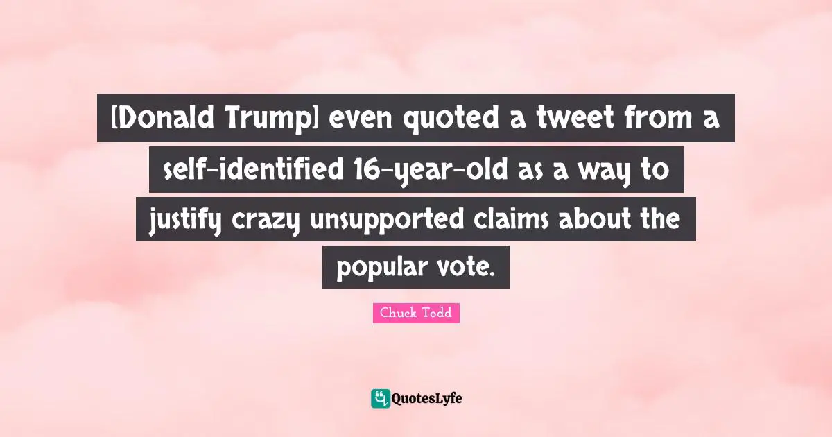 [Donald Trump] even quoted a tweet from a self-identified 16-year-old as a way to justify crazy unsupported claims about the popular vote.