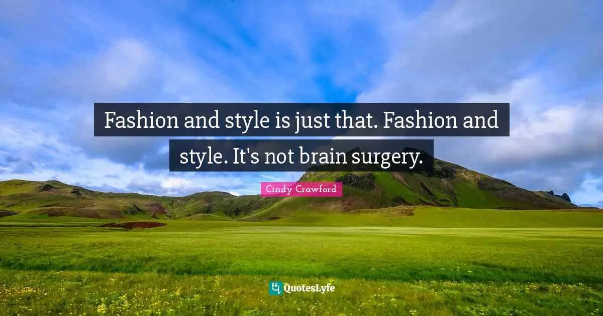 Fashion And Style Quotes: "Fashion and style is just that. Fashion and style. It's not brain surgery."