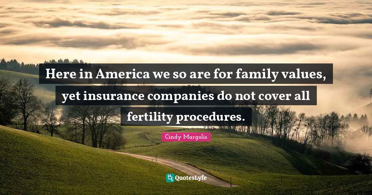 Companies Quotes: "Here in America we so are for family values, yet insurance companies do not cover all fertility procedures."