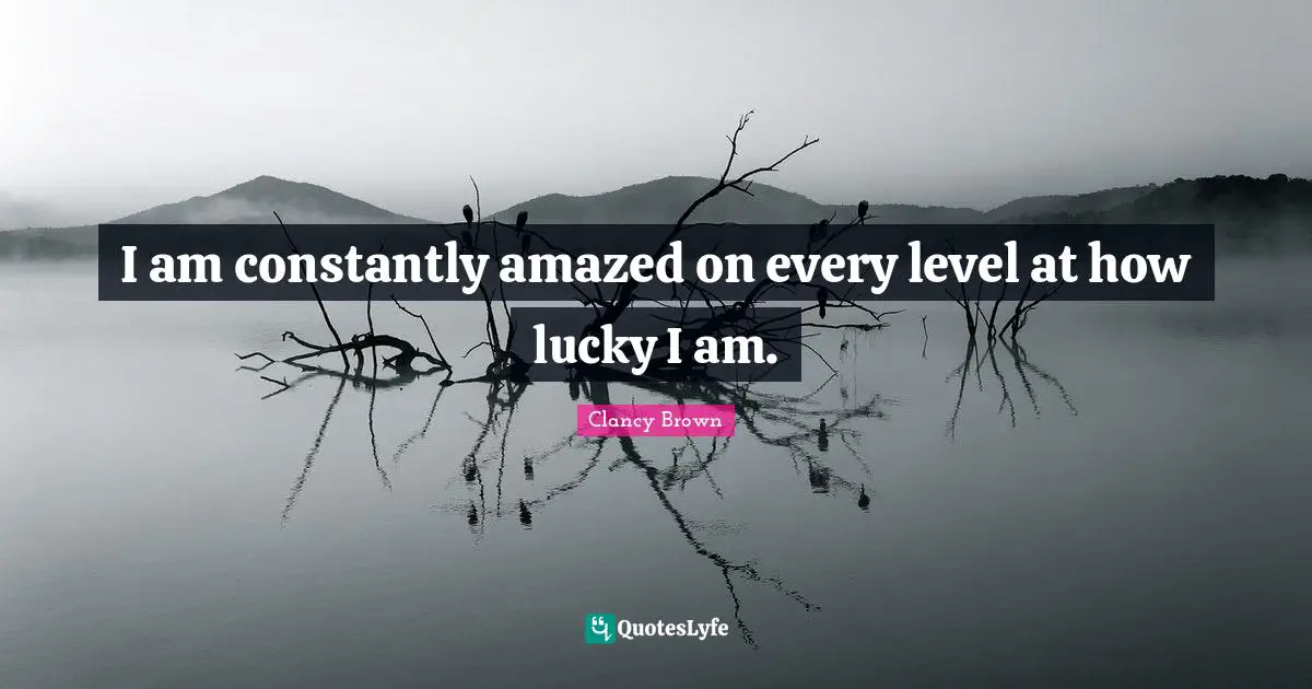 I am constantly amazed on every level at how lucky I am.