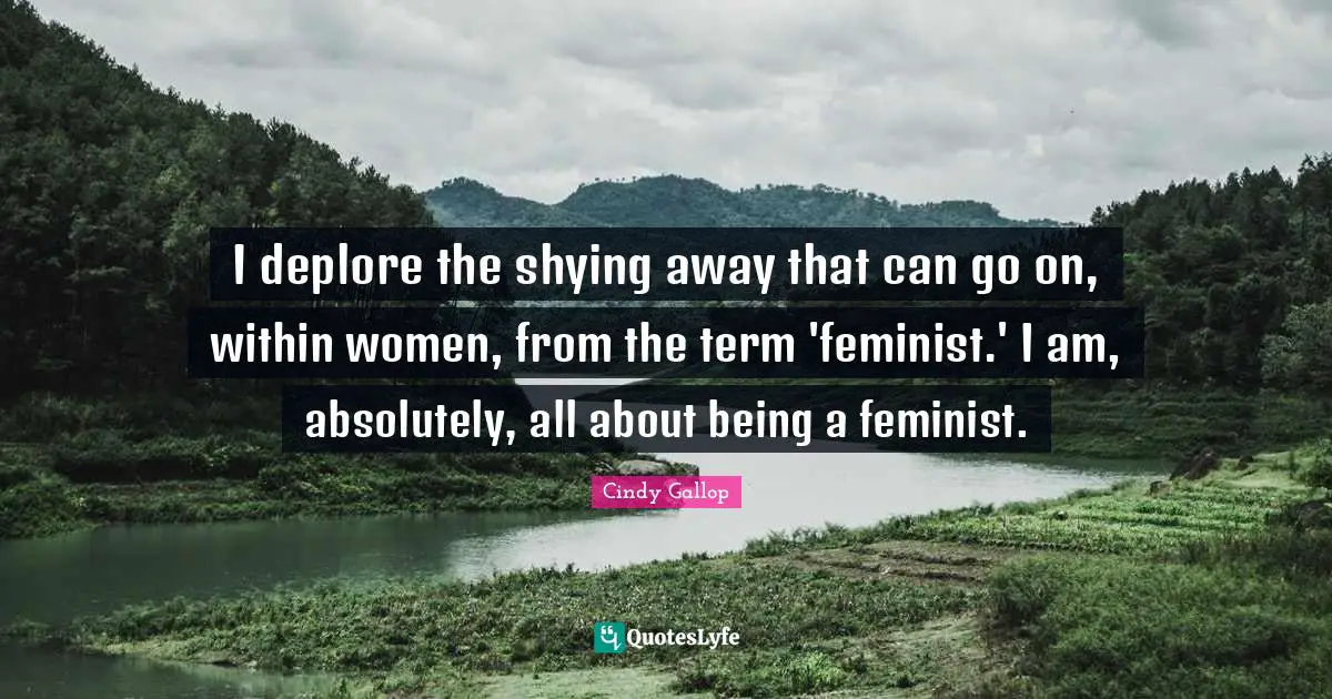 I deplore the shying away that can go on, within women, from the term 'feminist.' I am, absolutely, all about being a feminist.