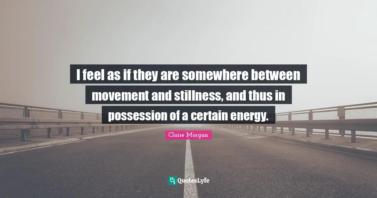 I feel as if they are somewhere between movement and stillness, and thus in possession of a certain energy.