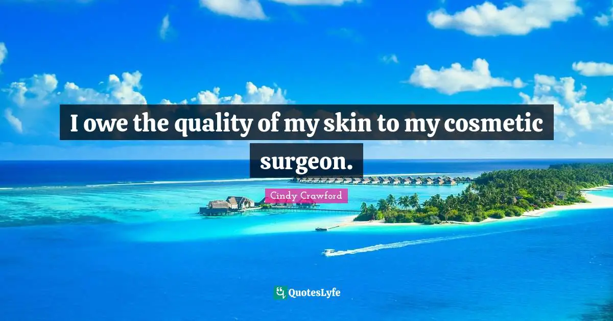 Cosmetics Quotes: "I owe the quality of my skin to my cosmetic surgeon."