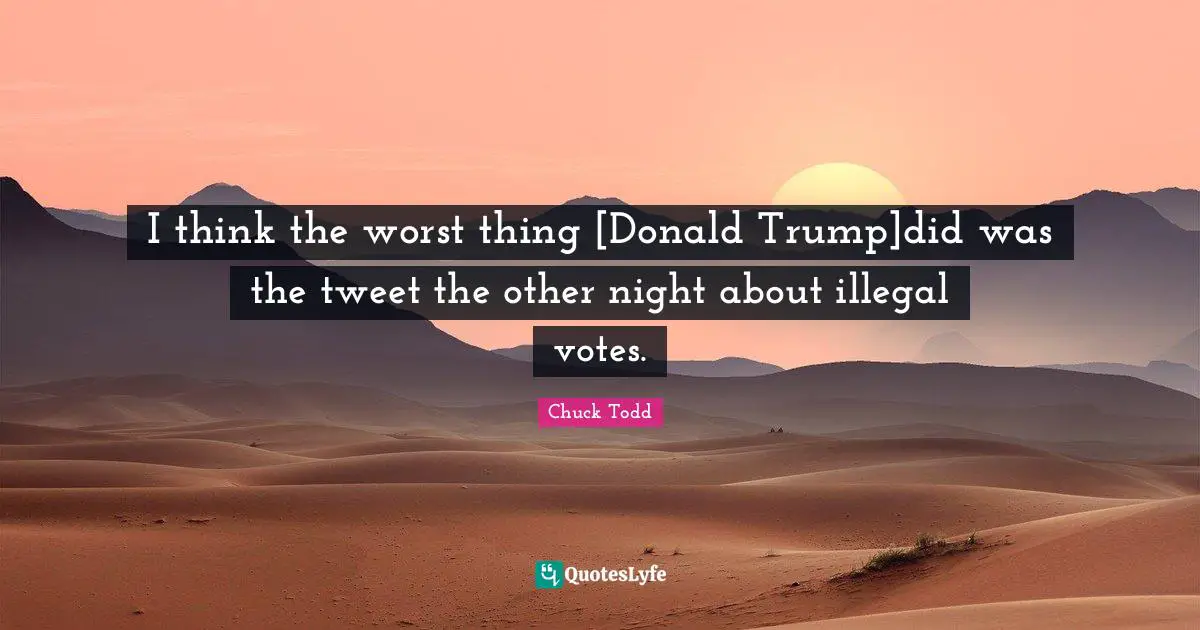 I think the worst thing [Donald Trump]did was the tweet the other night about illegal votes.