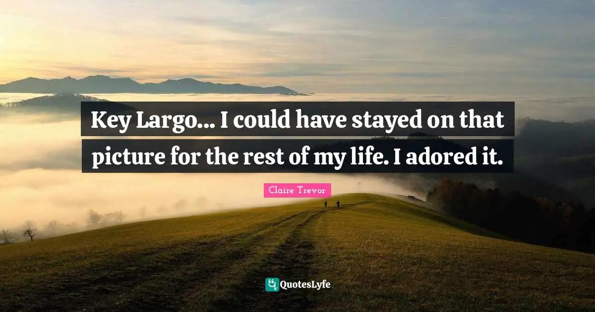 Key Largo... I could have stayed on that picture for the rest of my life. I adored it.