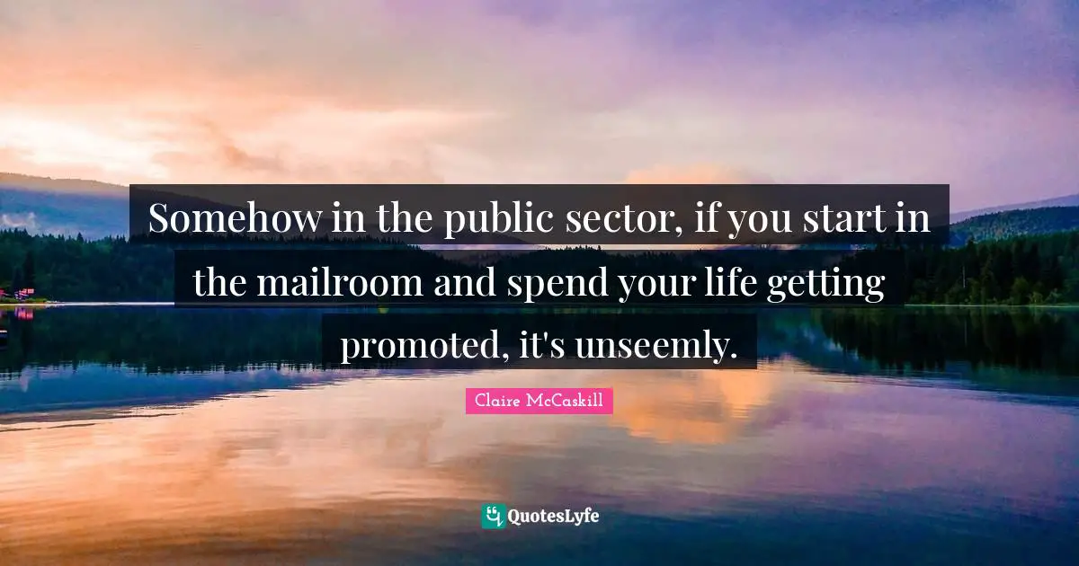 Somehow in the public sector, if you start in the mailroom and spend your life getting promoted, it's unseemly.