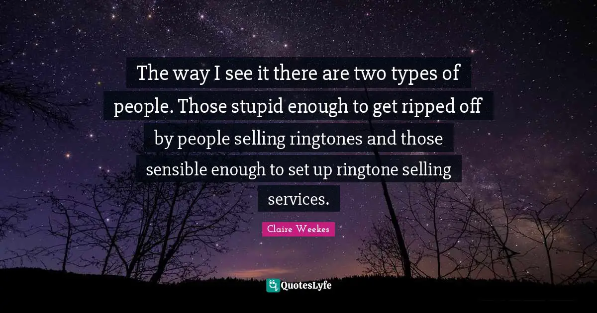 The way I see it there are two types of people. Those stupid enough to get ripped off by people selling ringtones and those sensible enough to set up ringtone selling services.