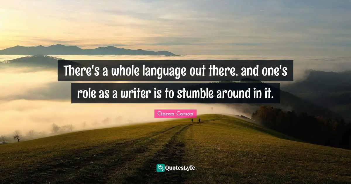 There's a whole language out there, and one's role as a writer is to stumble around in it.