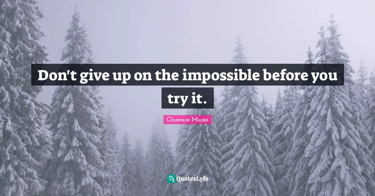 Don't give up on the impossible before you try it.