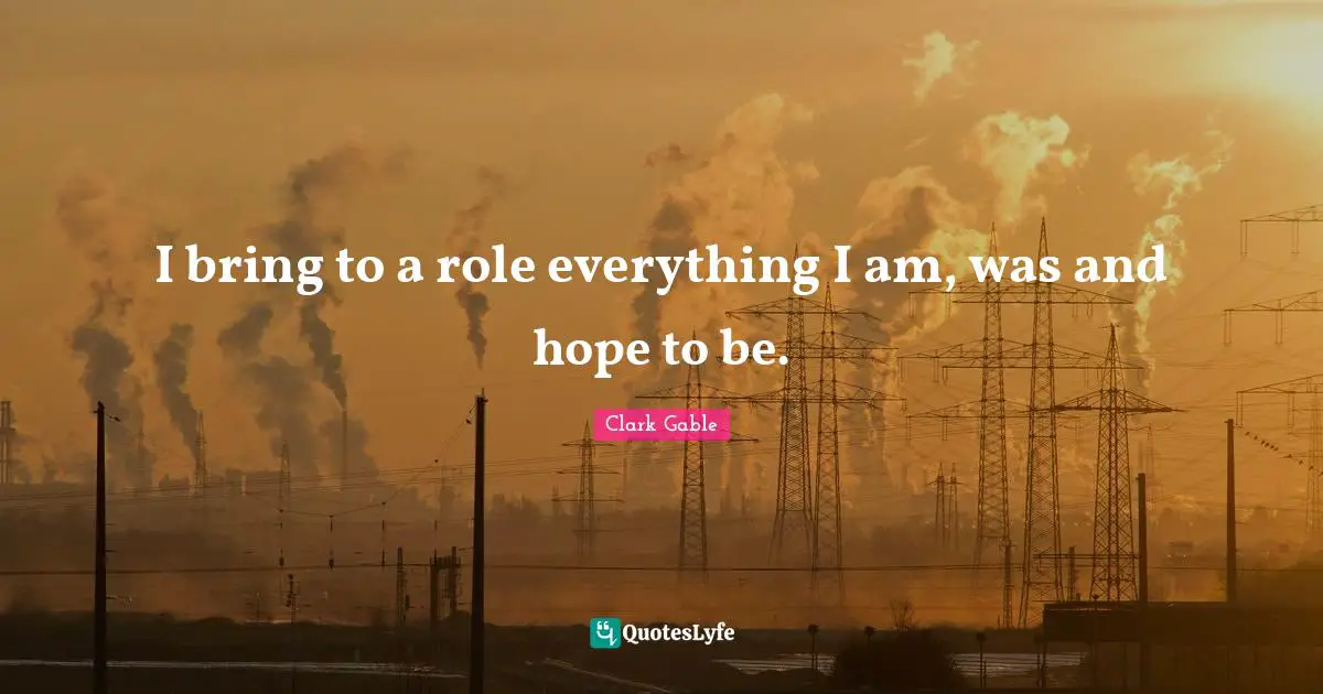 I bring to a role everything I am, was and hope to be.