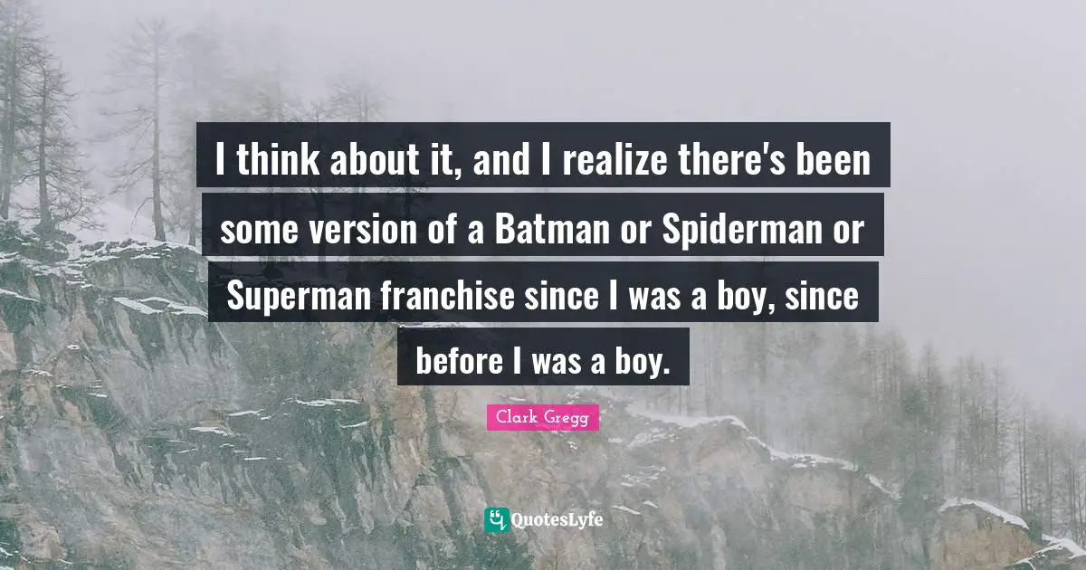I think about it, and I realize there's been some version of a Batman or Spiderman or Superman franchise since I was a boy, since before I was a boy.