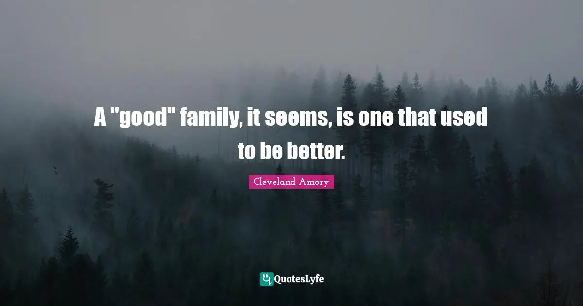 A "good" family, it seems, is one that used to be better.
