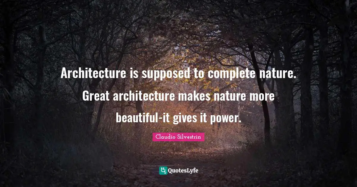 Architecture is supposed to complete nature. Great architecture makes nature more beautiful-it gives it power.