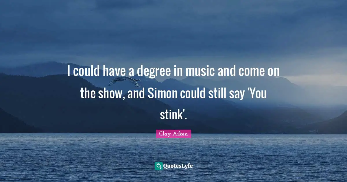 I could have a degree in music and come on the show, and Simon could still say 'You stink'.