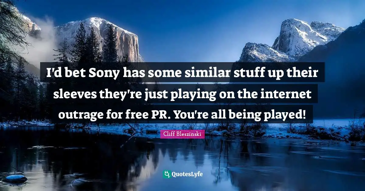 Internet Quotes: "I'd bet Sony has some similar stuff up their sleeves they're just playing on the internet outrage for free PR. You're all being played!"