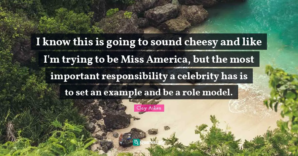 I know this is going to sound cheesy and like I'm trying to be Miss America, but the most important responsibility a celebrity has is to set an example and be a role model.