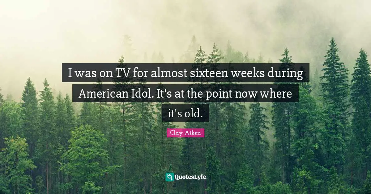 I was on TV for almost sixteen weeks during American Idol. It's at the point now where it's old.