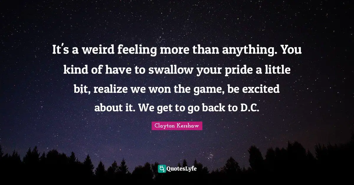 It's a weird feeling more than anything. You kind of have to swallow your pride a little bit, realize we won the game, be excited about it. We get to go back to D.C.