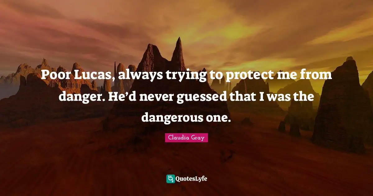 Poor Lucas, always trying to protect me from danger. He’d never guessed that I was the dangerous one.