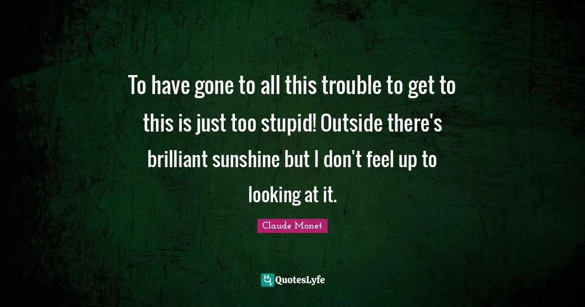 To have gone to all this trouble to get to this is just too stupid! Outside there's brilliant sunshine but I don't feel up to looking at it.
