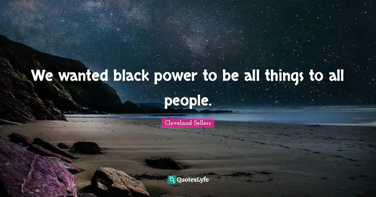 We wanted black power to be all things to all people.