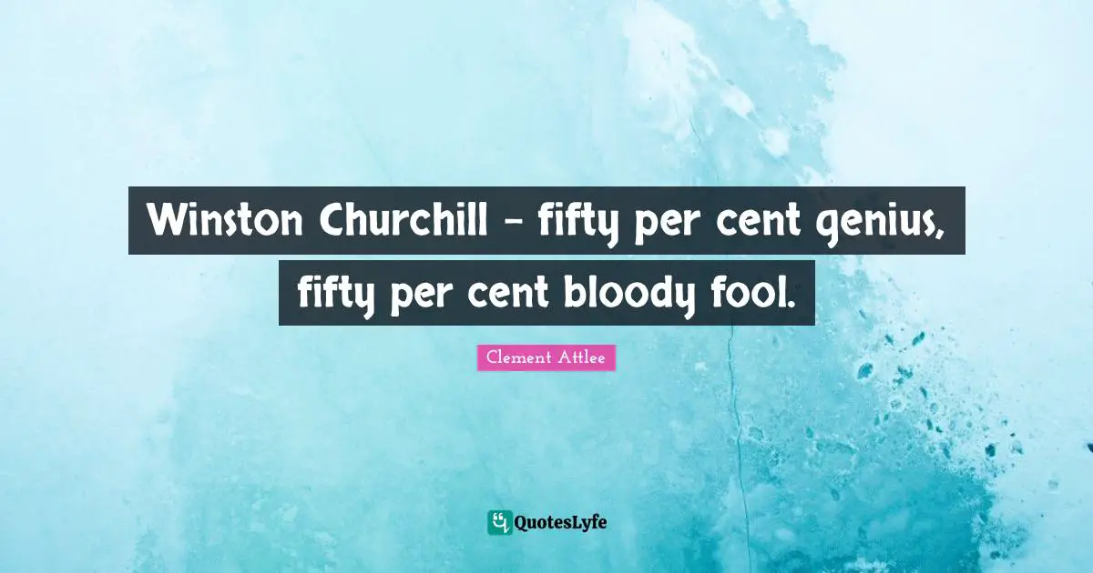 Winston Churchill - fifty per cent genius, fifty per cent bloody fool.
