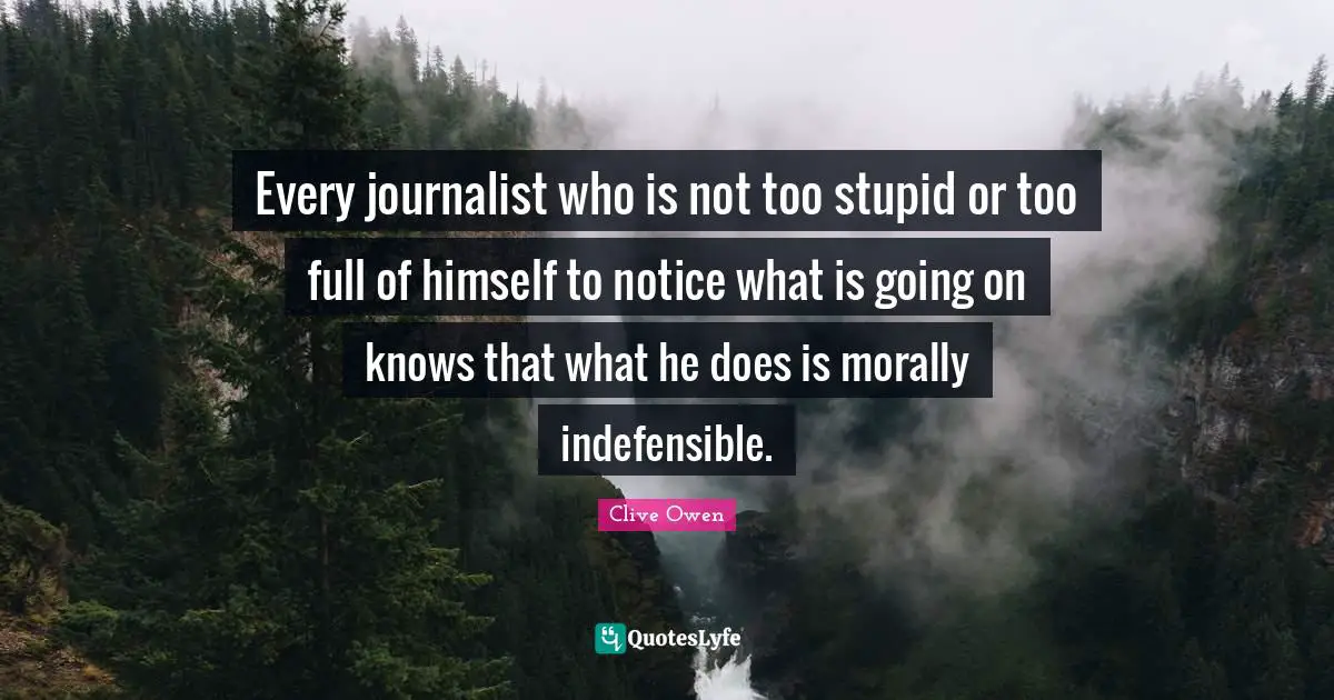 Every journalist who is not too stupid or too full of himself to notice what is going on knows that what he does is morally indefensible.