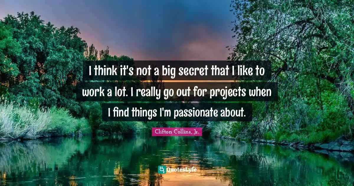 I think it's not a big secret that I like to work a lot. I really go out for projects when I find things I'm passionate about.