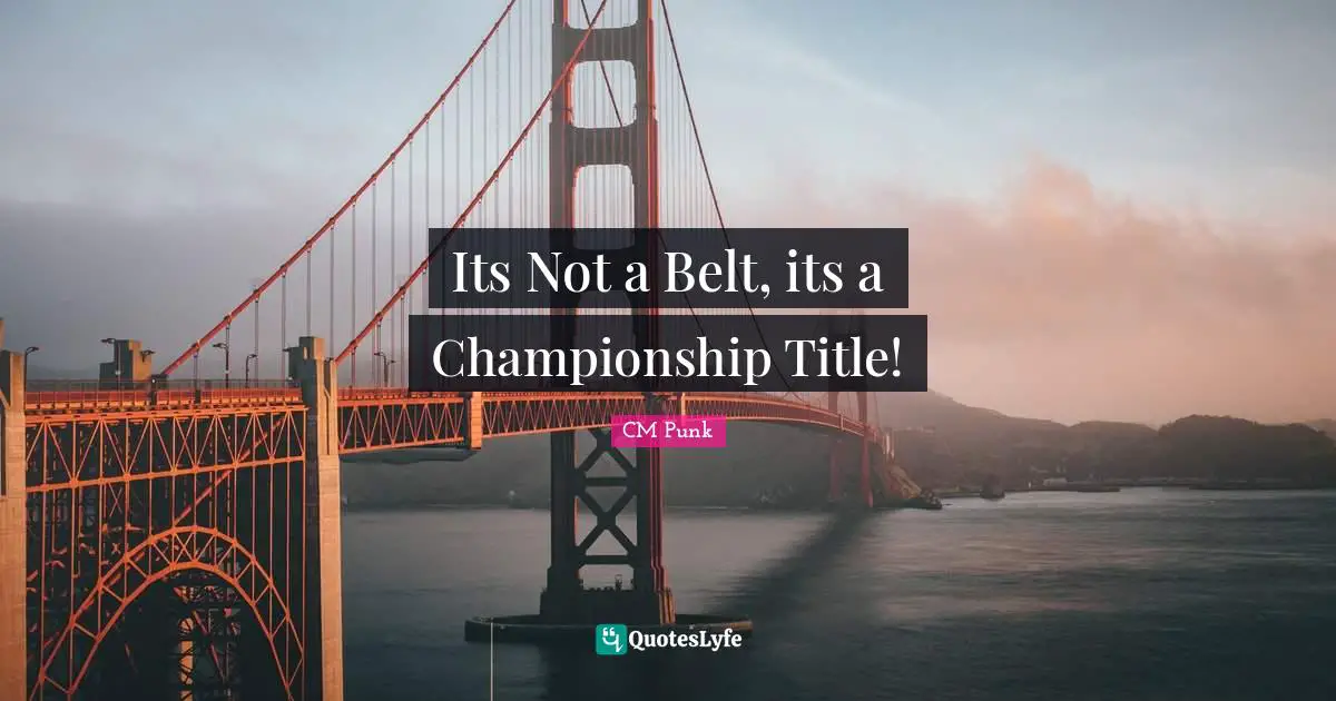 Its Not a Belt, its a Championship Title!