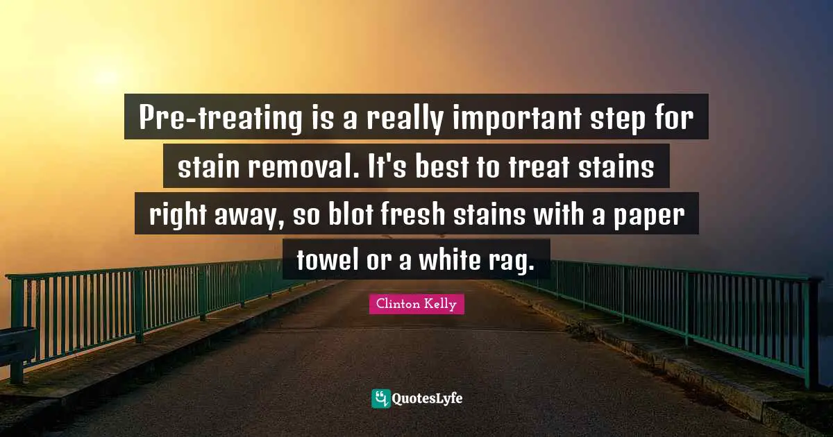 Pre-treating is a really important step for stain removal. It's best to treat stains right away, so blot fresh stains with a paper towel or a white rag.