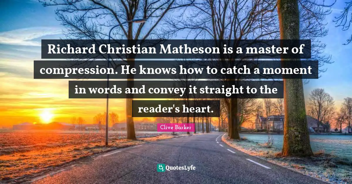 Richard Christian Matheson is a master of compression. He knows how to catch a moment in words and convey it straight to the reader's heart.